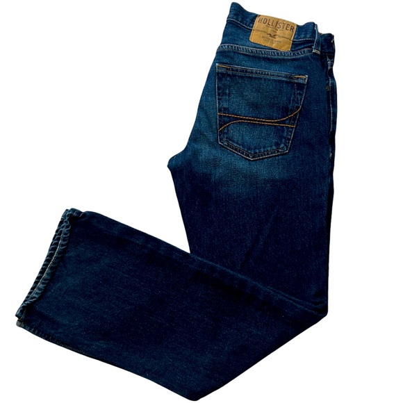 Hollister Other - Hollister Mens 28x30 Straight Leg Dark Blue Button Fly Denim Blue Jeans EUC